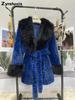 Women's Leopard Print Faux Fur Coat with Wide Collar and Slim Fit for Winter Formal Wear