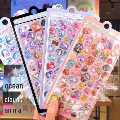 3D Embossed Cartoon Animal Gem Stickers: Cute Crystal Rhinestone and Shell Fairy Decorations for Kids