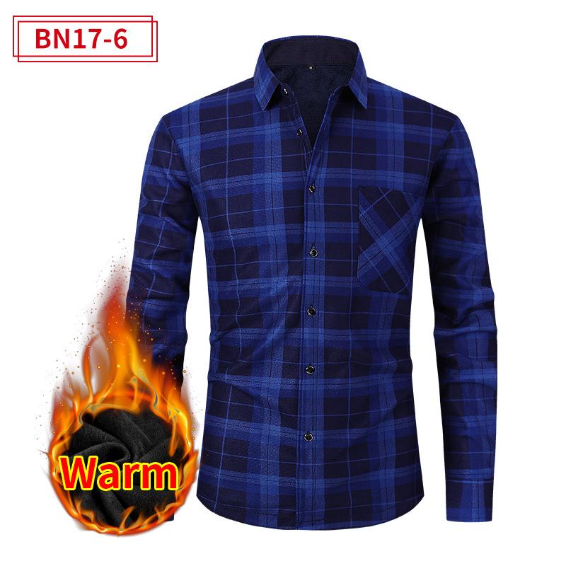 Men’s Plus Size Fleece Lined Warm Long Sleeve Shirt
