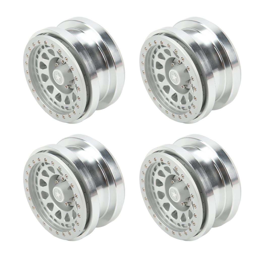 4Pcs 2.9 Inch Wheel Hub 12 Hole Aluminium Alloy Wheel Hub for AXAIL SCX6 16 RC Car Silver