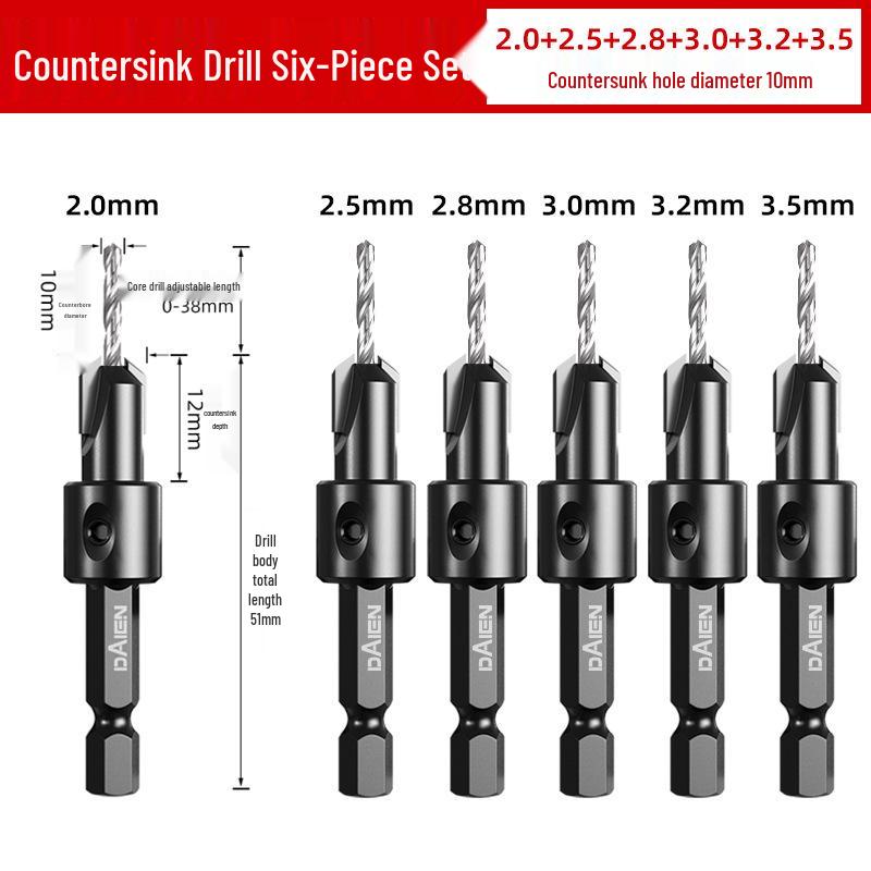 

90° Hex Shank Woodworking Countersink Drill Bit for Deep Pilot Holes & Self-Tapping Screws