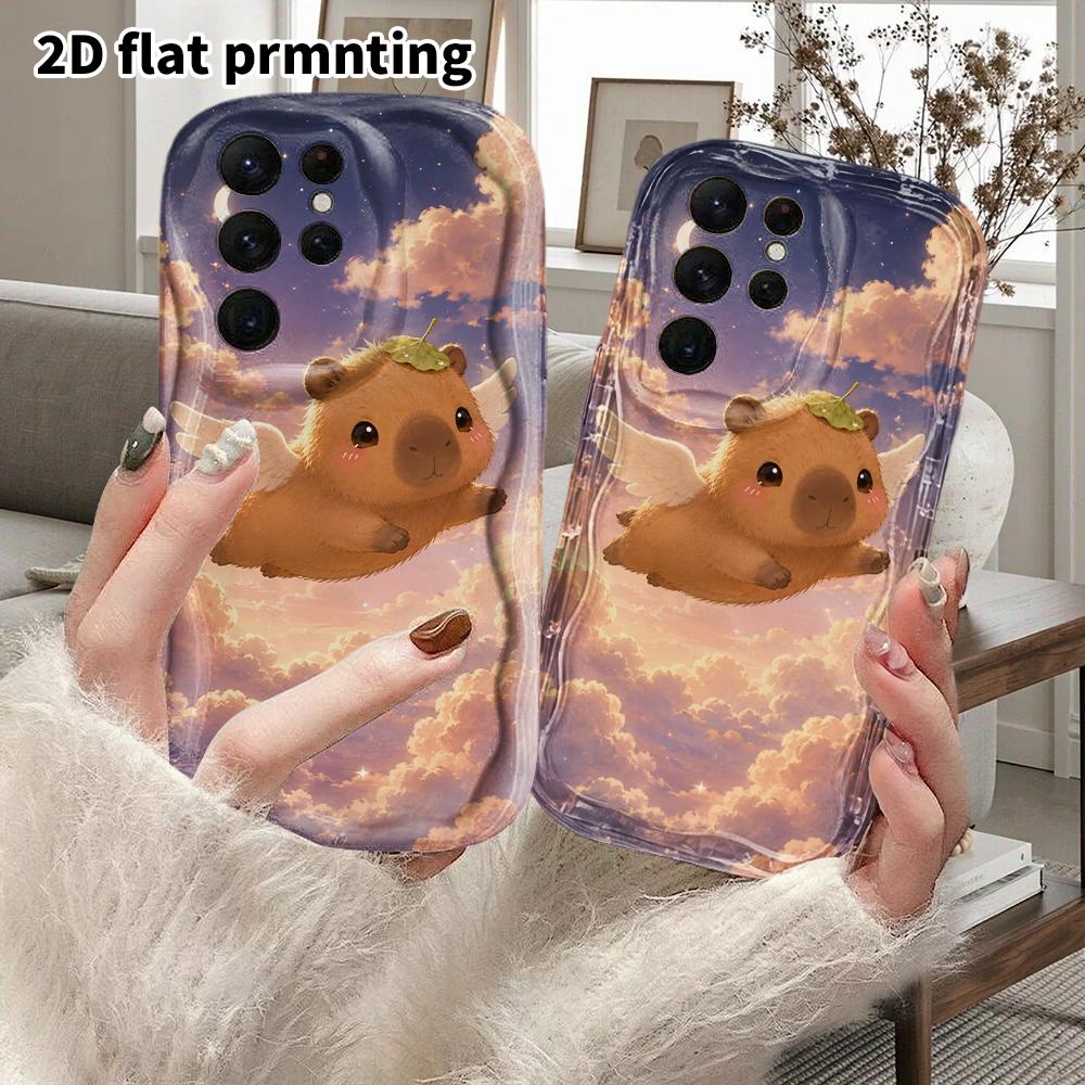 Phone Case: 2D Flat Samsung Galaxy A34 A35 M05 M06 S20 S22 S21 FE Plus 5G Protective Case, Couple Style, Angel Wings Capybara, Christmas and Halloween