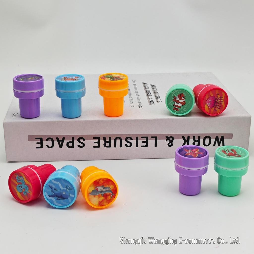 Ocean Animals 10-Piece Kids' Washable Stamp Set - Cute, Multiple Patterns for Kindergarten Stamping