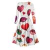 Damenmode Casual Valentinstag Print Langarm V-Ausschnitt Sexy Kleid
