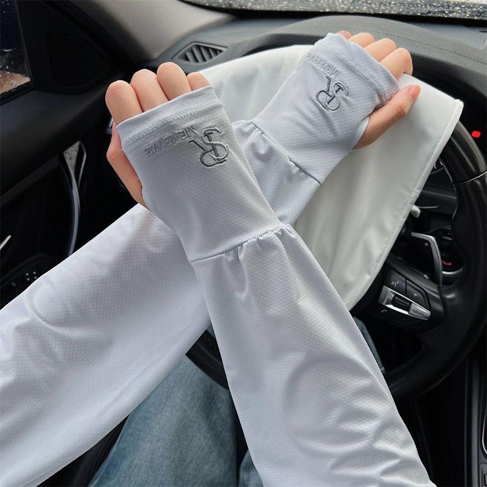 Ice Silk Anti UV Arm Covers Sunscreen Driving Gloves Thin Arm Protector  Female