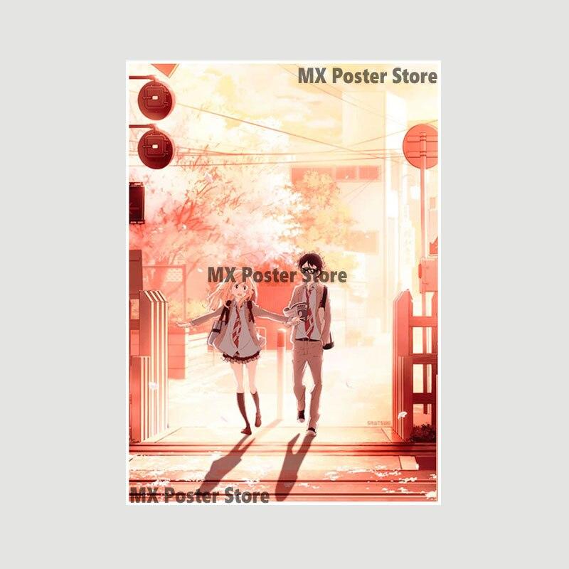 Japanische Anime Your Lie In April Poster weiß beschichtetes Papier Wandaufkleber Home Decor Wandbild Wohnzimmer Bar Dekoration Malerei