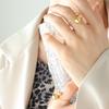 18k Gold-Plated Titanium Steel Women's Ring - A101 Exquisite French-Style Adjustable Bead Design