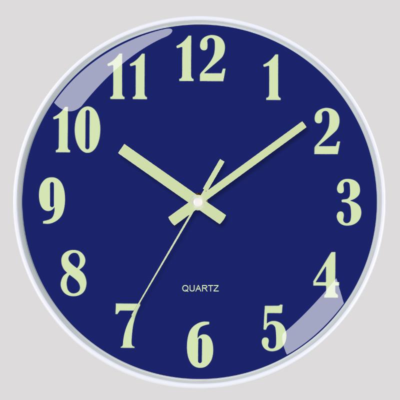 12 Inch 30cm Luminous Plastic Silent Wall Clock Creative Bedroom Living Room Simple Luminous Quartz Clock
