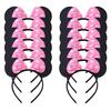 12 Stück Mausohren Stirnband Mädchen Festival Stirnbänder Schwarze Pailletten Schleife Haarband Kinder Geburtstagsfeier Haarschmuck Geschenk