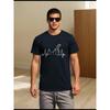 European sizes Men's Heartbeat Cat Graphic T-Shirt -  Short Sleeve, Round Neck, Casual & Stylish for Casual Attire, Parties