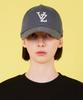 Bajal Monogram Applique Oversized Washed Ball Cap Charcoal