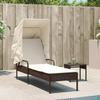 VidaXL Sun Lounger with Brown Wicker Canopy, Sunbed, Reclining Lounge Chair, Outdoor Daybed, 368189