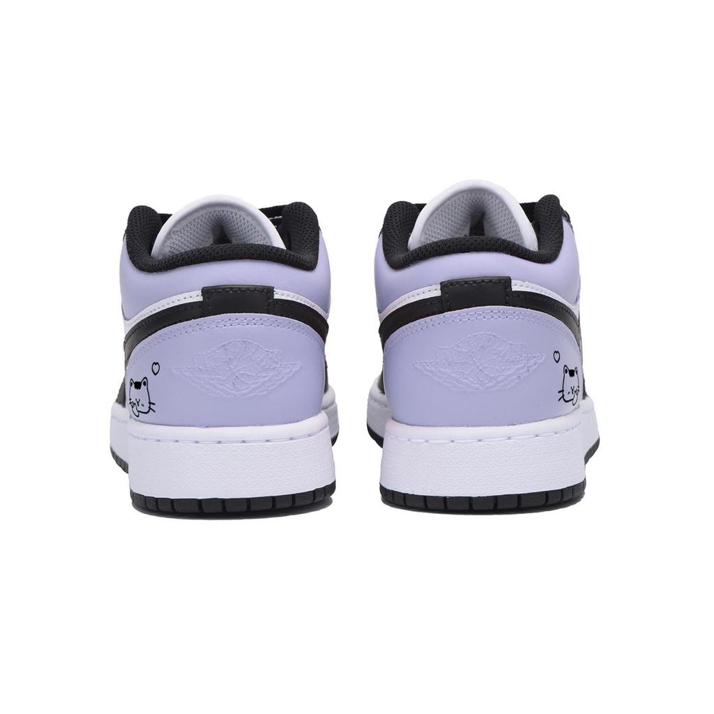 Jordan Air Jordan 1 Abrasion Resistant Low top Vintage Basketball Shoes Men's Black Purple 553558-131(Team85-)