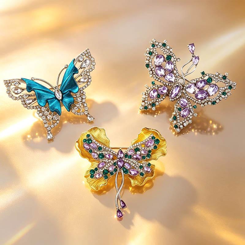 Elegant French Butterfly Brooch - Luxurious Pin Corsage for Clothing Accessories, Unisex