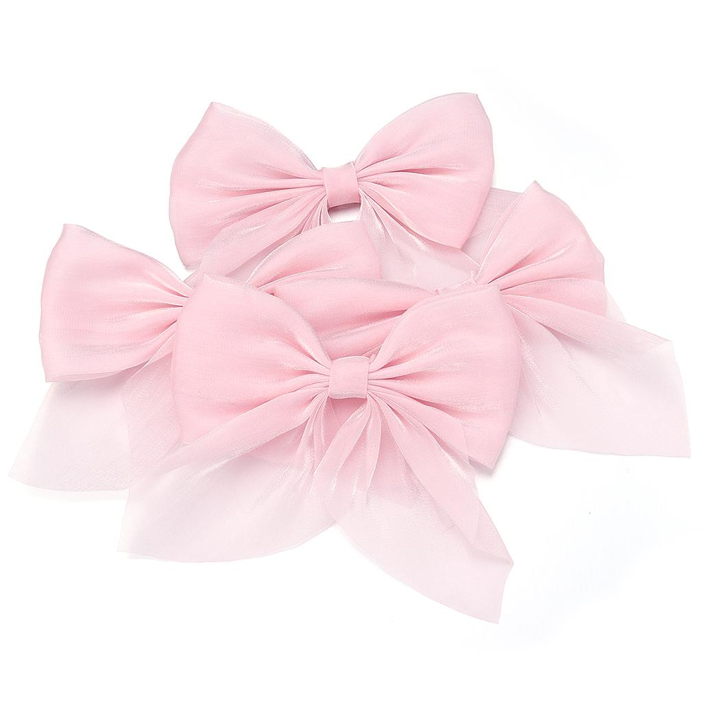 4Pcs Solid Color Chiffon Bow 12x11cm Cute Handmade Ribbon Bowknot for DIY Hairpins Hair Accessories Crafts Clothing Decoration