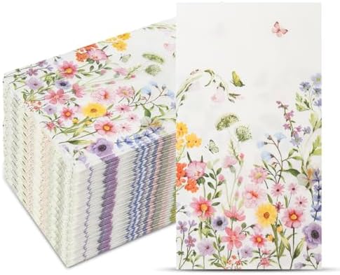 100Pcs 2-Ply Disposable Floral Paper Napkins 15.7x13 Inches for Dinner Party Wedding Birthday & Baby Shower