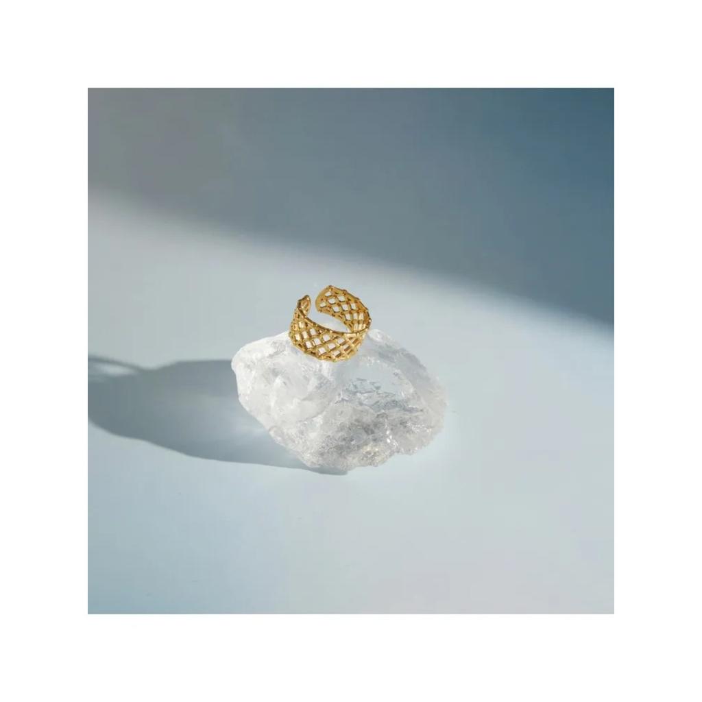 18K Gold PVD Plated Stainless Steel Waterproof Rings for Women Girls Trendy Zircon Wave Open Wedding Jewelry Gfts