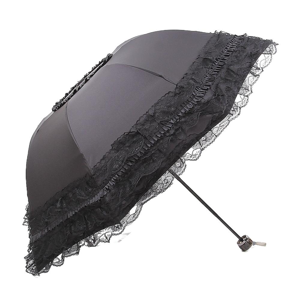 

Lolita Lace Sun Umbrella Anti-UV Protection Folding Umbrella Vintage Portable Sunshade Lady чорний