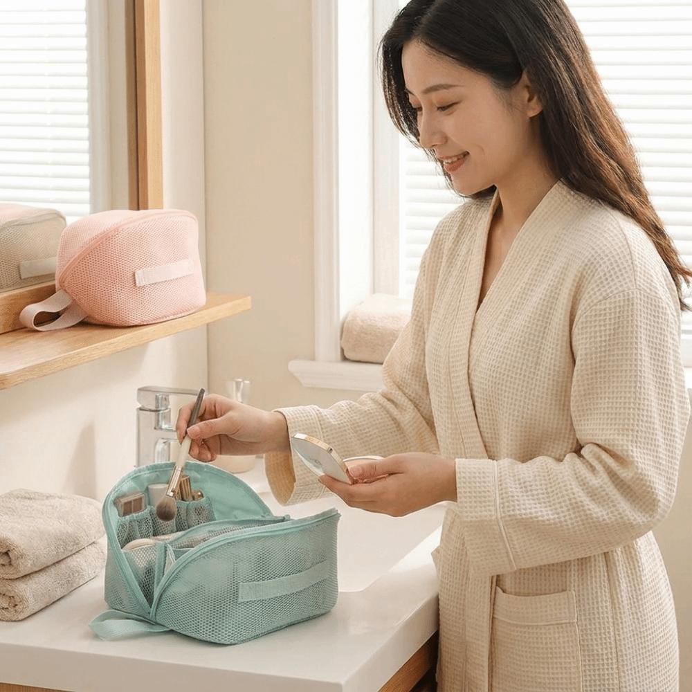Hand-held Cosmetic Bag Large Capacity Toiletry Organizer Bag Mesh Makeup Bag Wash Bag