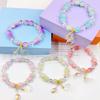 Braccialetto in Vetro Sette Colori a Coda di Pesce con Cristallo Imitazione Scatola Regalo per Ragazze