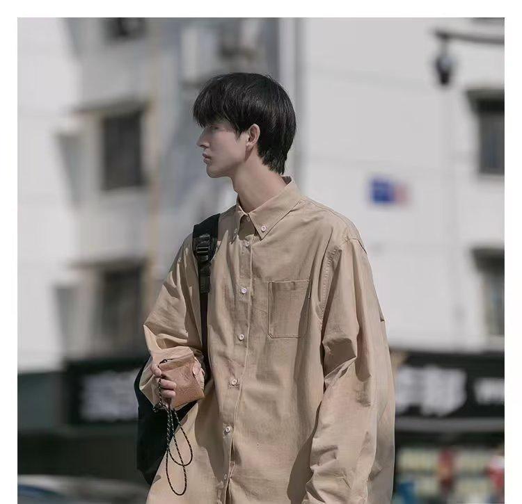 Japanese-Style Boys' White Long-Sleeve Casual Shirt for Spring/Autumn