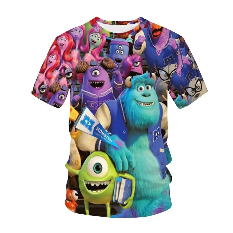 2025 Summer Monster Company 3D Printed Women's T-shirt, Children's Casual Cartoon Printed Short Sleeve T-shirt, Fun Children's Top