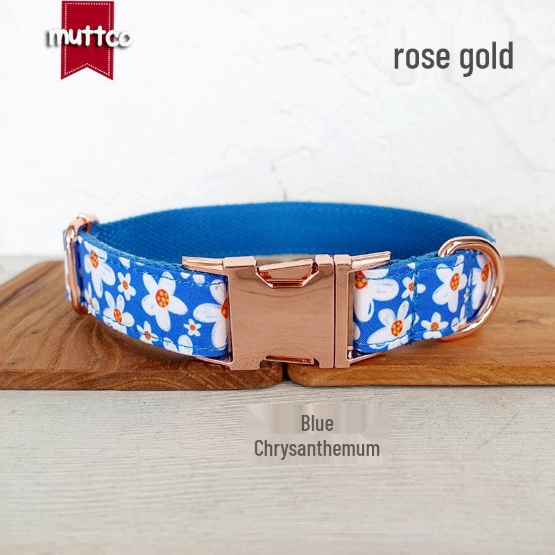 Blue Daisy Double Layer Dog Leash UDC-135M by MUTTCO Medium