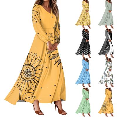 Women's Summer Dresses Casual Long Sleeve Maxi Dresses Cute Floral Maxi Dresses Wedding Guest Dresses Flowing Dresses