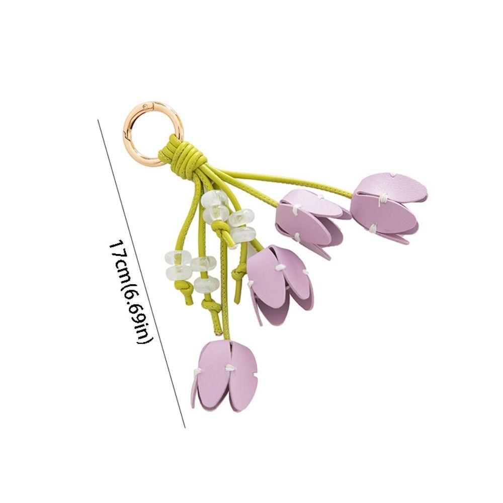 Ručně vyrobený Kožený Klíčenka Věšák Taška Přívěsek Krásná Květina PU Kůže Přívěsek Taška Ozdoba
