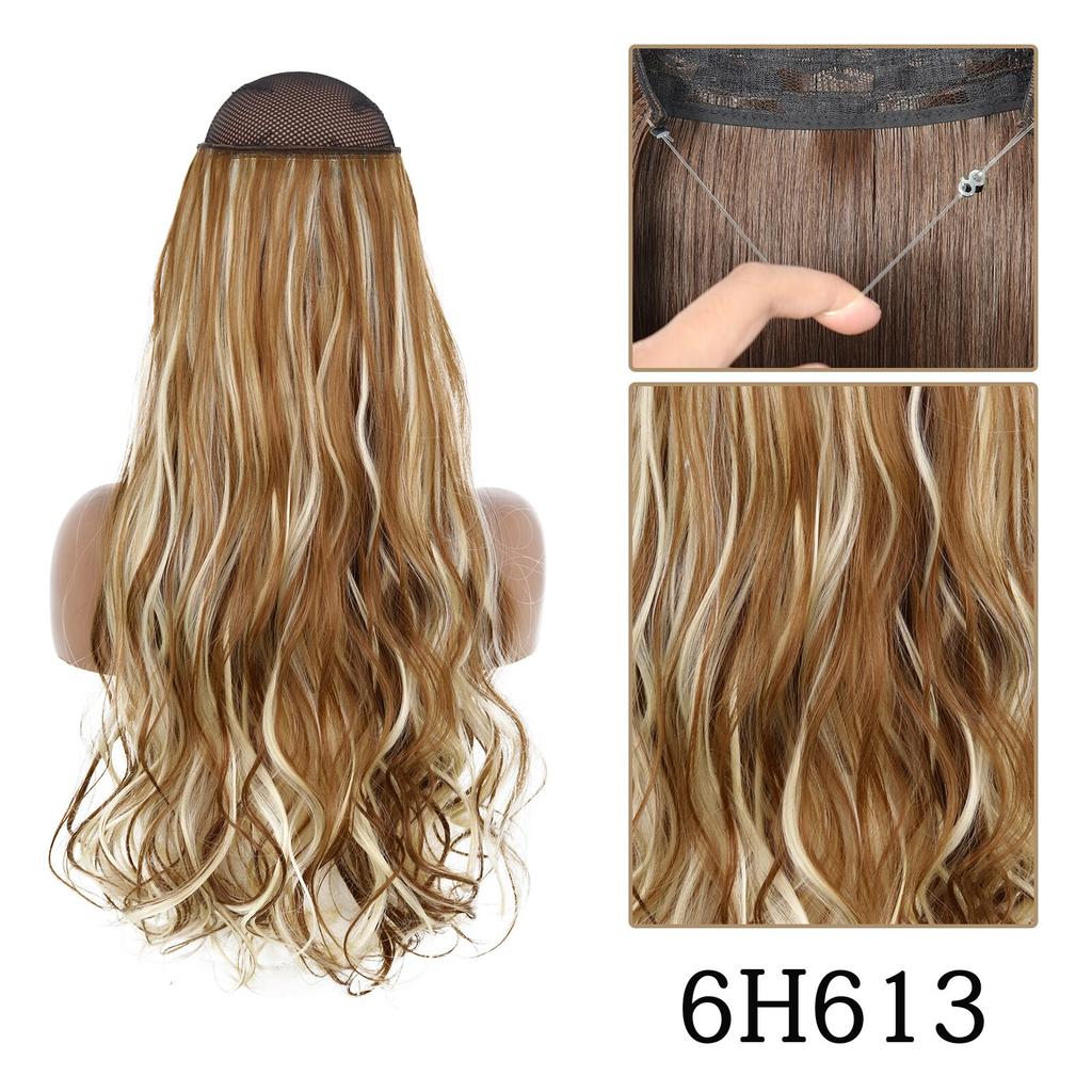XINRAN Moda Damska Kolor Ombre Niewidoczny Długi Doczepiany Włos Syntetyczny Włókno Długie Falowane Ombre Cosplay Codzienne Noszenie Bez Klipsów Przedłużanie Włosów