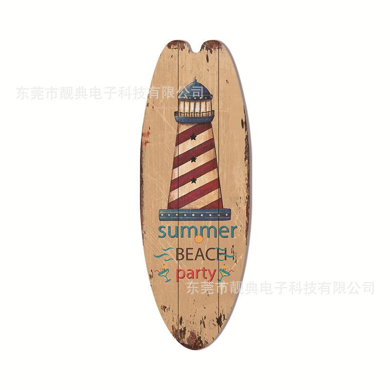Summer Beach Ocean Themed Casual Decor Surfboard Wooden Bar Home Walls Vintage Decorated Wooden Boards