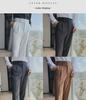 Men's Brown Slim Fit High-Waist Trousers - Naples Collection (Nine-Point, Straight Drape, Business Casual)