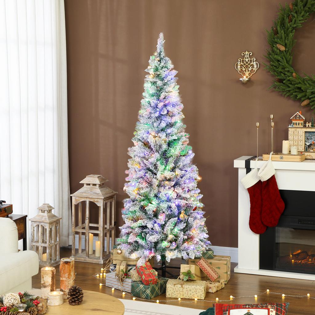 Narrow Christmas Tree 180 Cm With Bicolor LED Lights 11 Lighting Modes 479 Branches Green