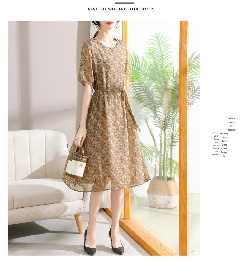 Summer Chiffon Tie-up Dress for Middle-aged & Elderly Women - 2026 New Style Fashionable Loose Skirt