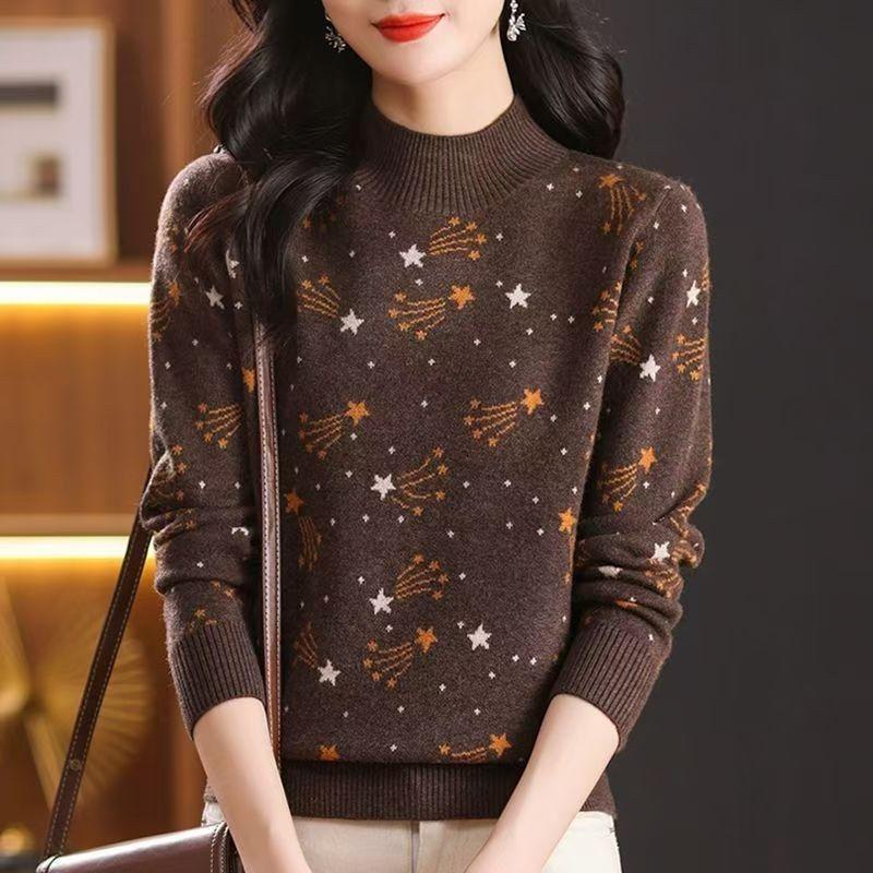 

Светр для жінок Осінь Зима Потовщений Пуловер Теплий В язаний Смугастий Круглий Виріз Базовий Шар Еластичний Довгий Рукав Оверсайз Джемпер Топи 3XL коричневий