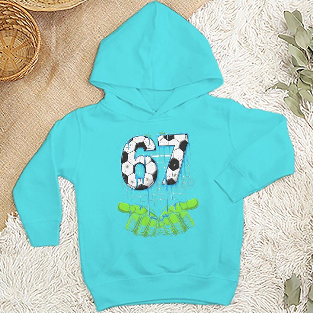 Kids Clothes Funny 6 7 Memes Football Hooded Shirt Six Seven Football Printed Trendy Funny Hoodies