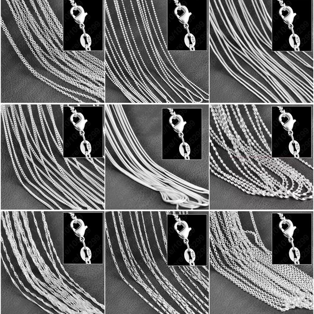 10 STUKS Groothandel Puur 925 Sterling Zilver Bedel Schakelketting Ketting Sieraden met Sterke Gladde Karabijnsluitingen 16-30 Inch