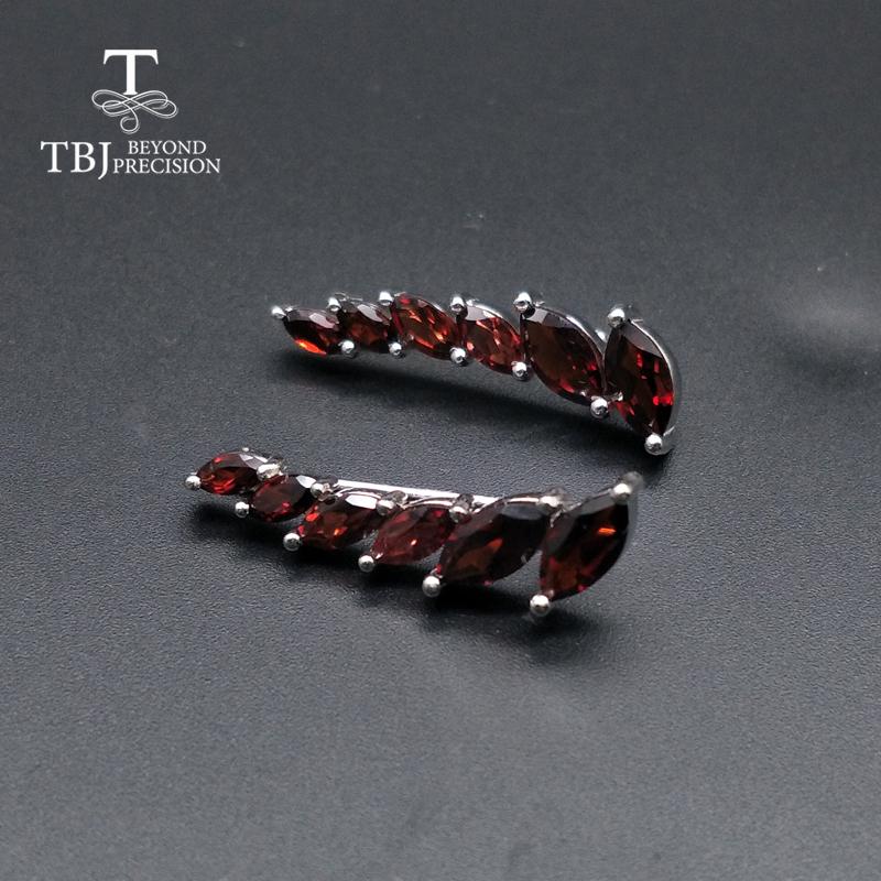 Natural Gemstone Garnet Earrings Simple Design 925 Sterling Silver Fine Jewelry for Women Fashion Design