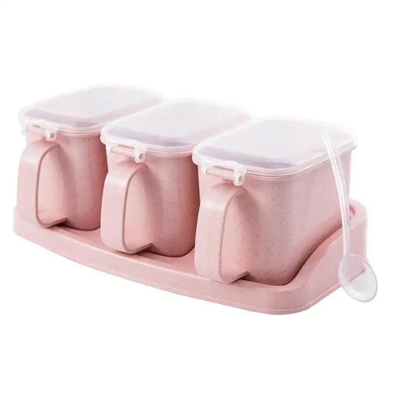 Wheat Straw Seasoning Box Household Kitchen Seasoning Box Combination Set European Seasoning Can Seasoning Storage Box
