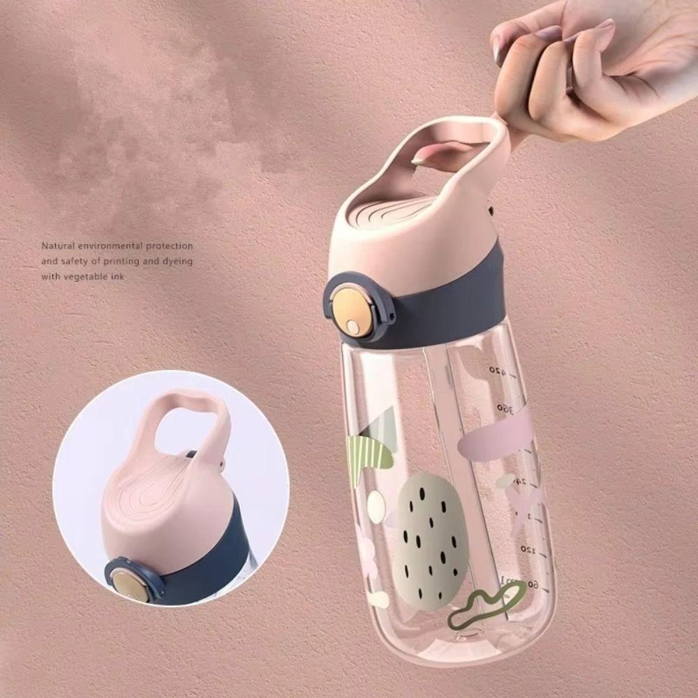 High-capacity Safe Straw Cup With Straw Drinking Cup Cute 500ML Water Bottles  Girl