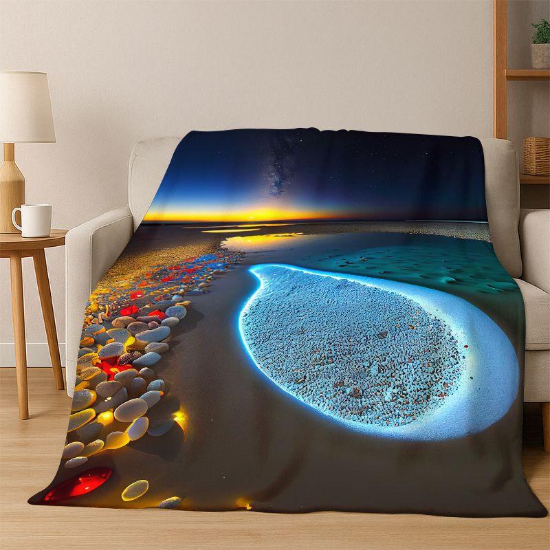 Colorful Pebble Rainbow Cobblestone Stone Flannel Blanket Soft Warm Blanket Throw Blanket for Bedroom Living Room Bed Picnic