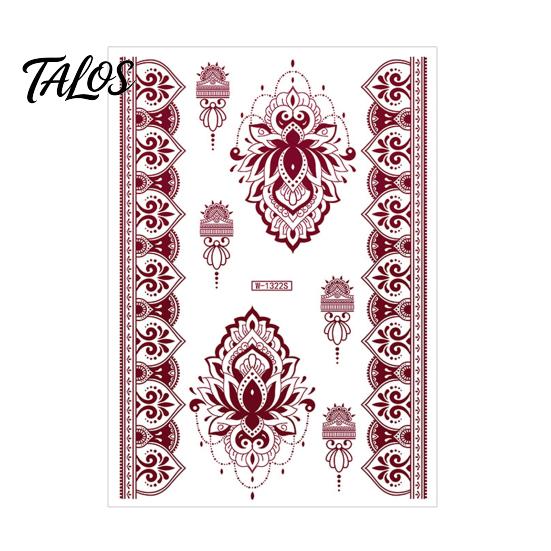 Temporary Tattoo Sticker, Flower Lace Lotus Pattern Fake Tattoos for Women Men, Waterproof DIY Face Arm Leg Body Art Decoration for Masquerade Party