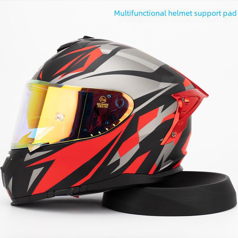 "Black Motorcycle Helmet Support Pad Base - Non-Slip, Multi-Functional Protection for Full or Half Helmets"