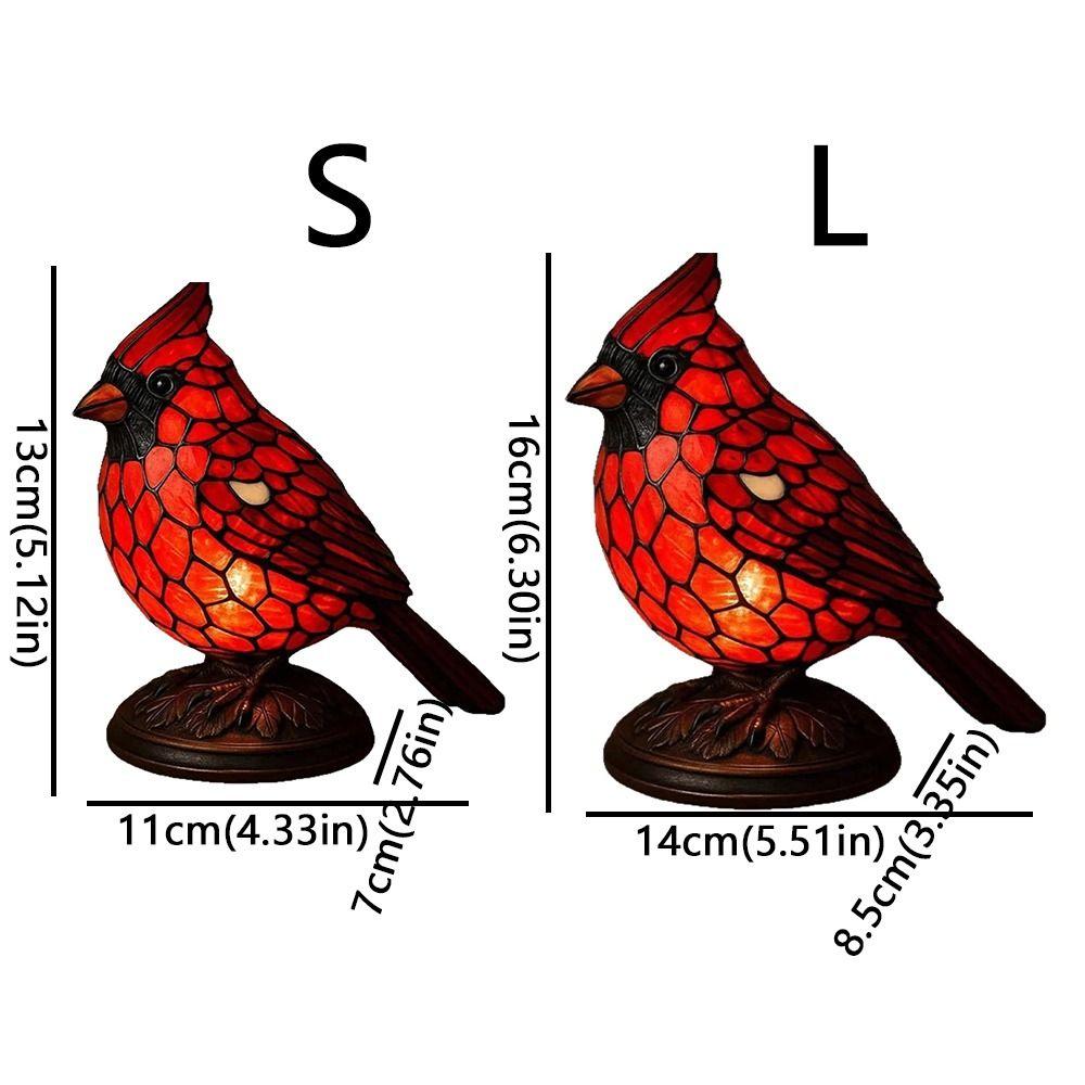 Resin Red Bird Table Lamp Handmade Stained Glass Lamp Bird Decor Light  Bedside Table