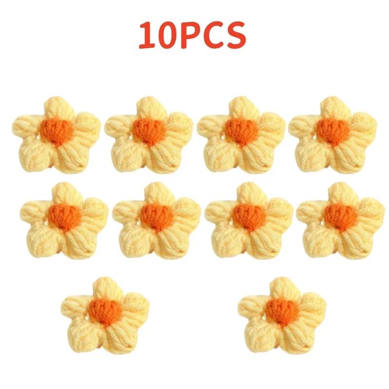

10 шт. Вязаный Цветок Головка Крючком Пряжа Букет Украшение Гвоздика Ручной Работы Заколка Булавка Брошь DIY Швейные Аксессуары
