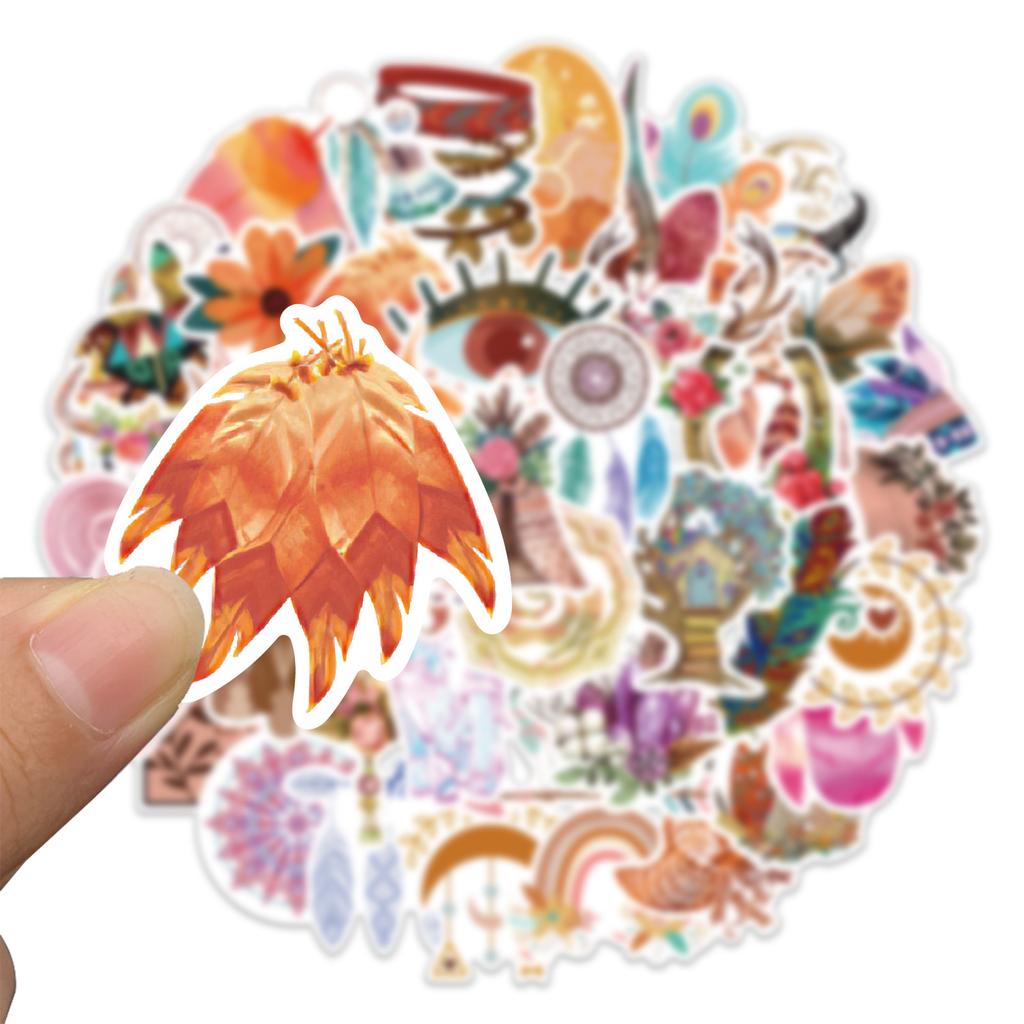 50 Cartoon Boho Style Graffiti Stickers Decorative Ipad Suitcase Notebook Diy Waterproof Stickers