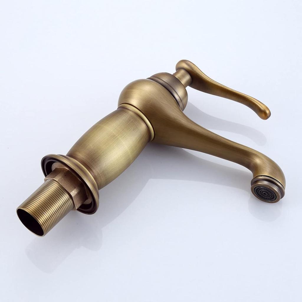 Badezimmerarmatur Antik Messing, Messing Waschbeckenarmatur Badezimmer, Vintage Badezimmerarmatur, Kalt-/Warmwasser Beckenarmatur, Einloch Einhebel Badezimmerwaschbecken