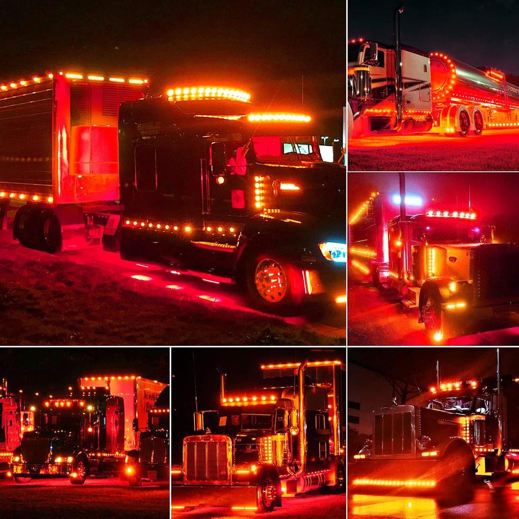 20Pack DC12-24V 3.7 Inch 4 LED Trailer Marker Lights Clearance Light Front Rear Side Indicators Lamp With Chrome Bezel Universal For Truck RV Camper