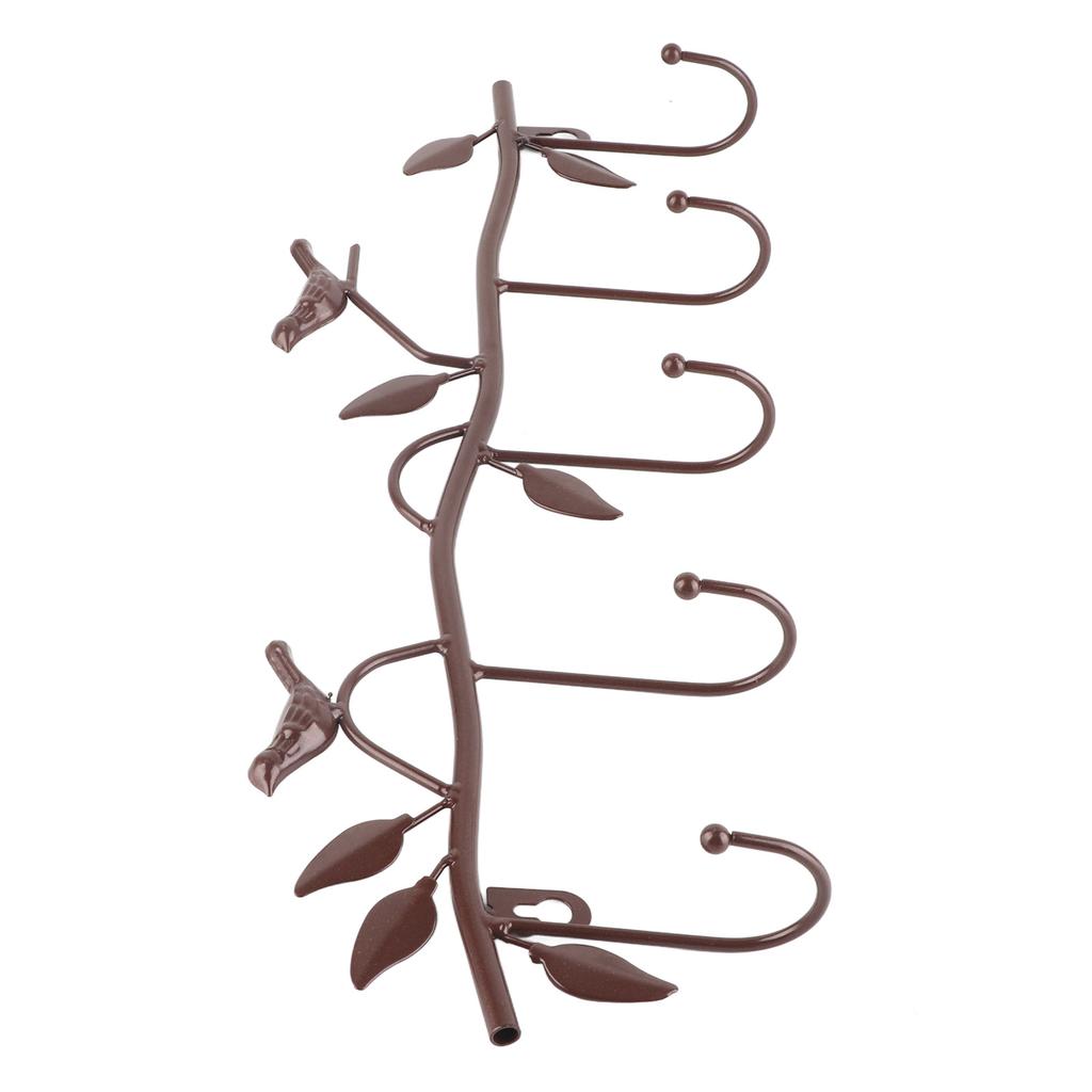 Wall Mount Hook Iron Material Durable Hook with Leaf Bird Decor for Clothes Hats Keys Coats Towels