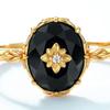 New Japanese and Korean Style Fashionable Black Agate Ring with Retro Pattern S925 Pure Silver Ring